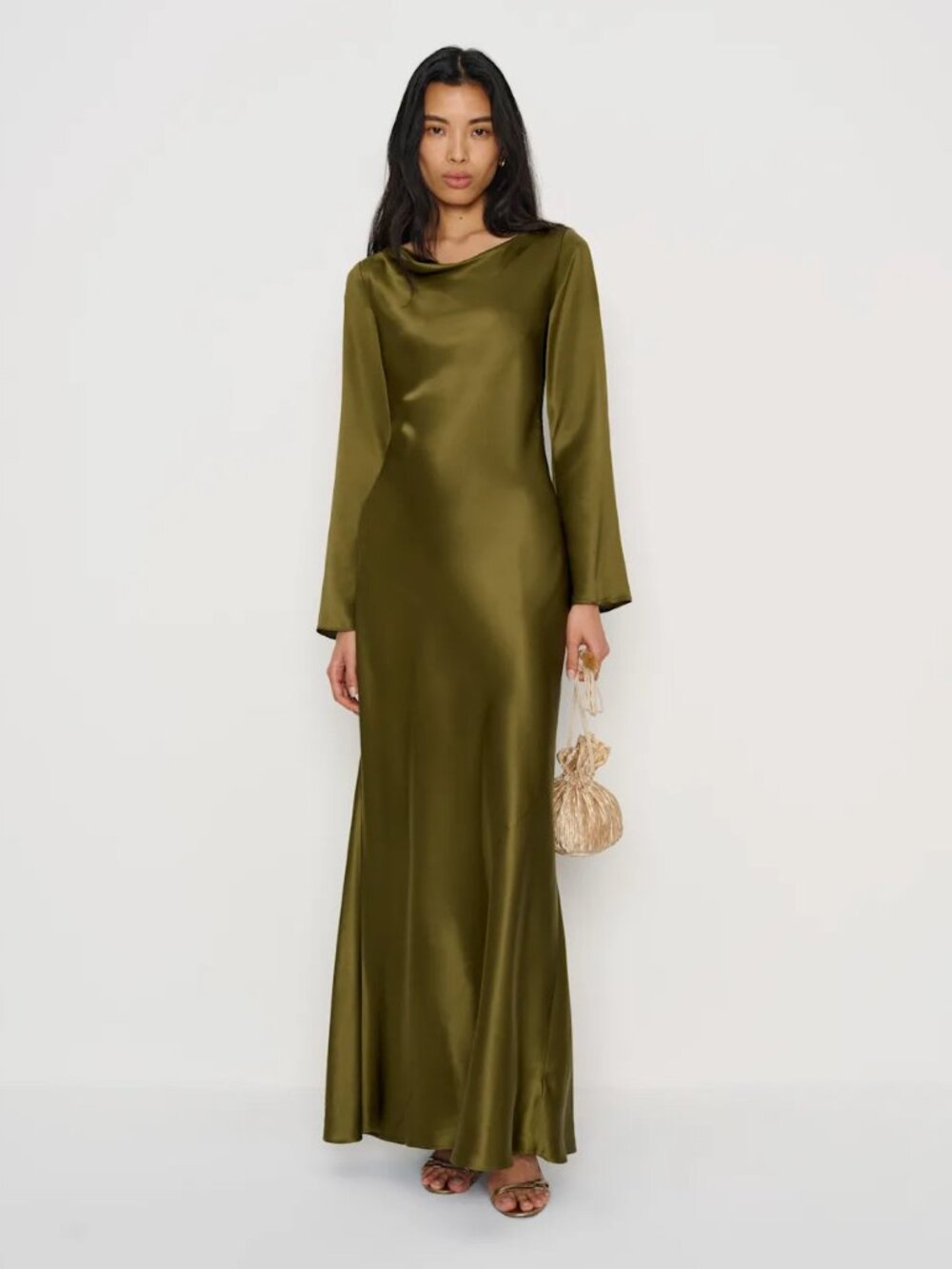 NWT Reformation Pike Silk Maxi Dress Moss Garden Green 6